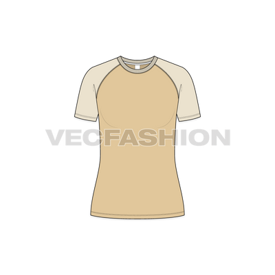 Women's Roundneck Raglan Tee vector apparel template