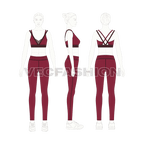 Womens running set, high waisted flat sketch, on croqui