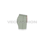 Womens running shorts flat sketch, side view