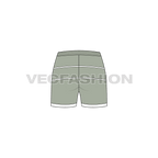 Womens running shorts flat sketch, back view