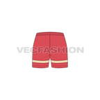 Womens running shorts, above knee flat sketch, back view