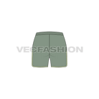 Womens running shorts, contrast trim flat sketch, back view