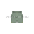 Womens running shorts, contrast trim flat sketch, front view