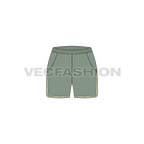 Womens running shorts, contrast trim flat sketch, front view
