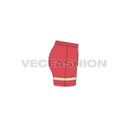 Womens running shorts, above knee flat sketch, side view