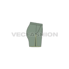 Womens running shorts, contrast trim flat sketch, side view