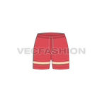 Womens running shorts, above knee flat sketch, front view