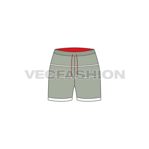 A vector illustrator fashion cad for Women's Running Shorts. It is a very nice article from our team for running item. It is colored in vintage color with contrast lining on waistband. 
