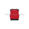 Womens running sport top flat sketch, front view