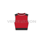 Womens running sport top flat sketch, front view