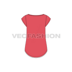 Womens running t-shirt flat sketch, back view