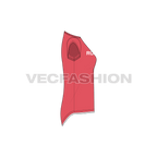 Womens running t-shirt flat sketch, side view