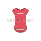 Womens running t-shirt flat sketch, front view
