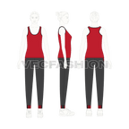 Womens running tracksuit flat sketch, on croqui