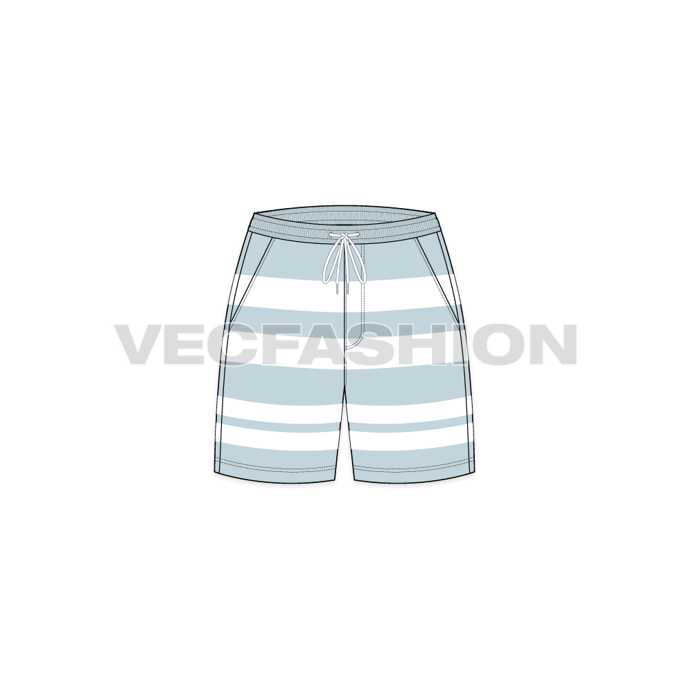 Womens sailing shorts flat sketch, front view