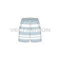Womens sailing shorts flat sketch, front view