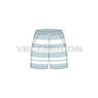 Womens sailing shorts flat sketch, front view