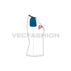 Womens sailing t-shirt flat sketch, side view