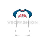 Womens sailing t-shirt flat sketch, front view