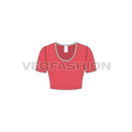 Womens scoop neck crop tee flat sketch, front view
