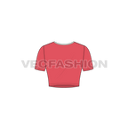 Womens scoop neck crop tee flat sketch, back view