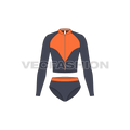 Womens scuba diving swimsuit flat sketch, front view