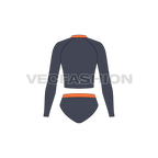 Womens scuba diving swimsuit flat sketch, back view