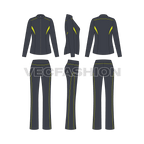 Women's Set of Running Jacket and Pants vector flat sketch