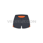 Womens shell sport shorts flat sketch, back view