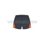 Womens shell sport shorts flat sketch, front view