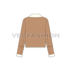 Women's Sherpa Fleece Leather Jacket flat sketch, back view