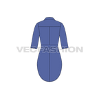Womens shirt dress with belt flat sketch, back view