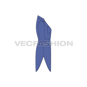 A vector fashion template for Women's Shirt Dress with Belt. It has two pockets on chest, a functional belt on waist with three quarter sleeves.