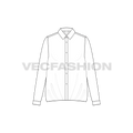Womens shirt with elasticated hem flat sketch, front view