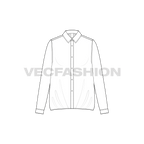 Womens shirt with elasticated hem flat sketch, front view
