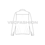 Womens shirt with elasticated hem flat sketch, back view