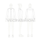 Womens shirt with elasticated hem flat sketch, croqui sketch
