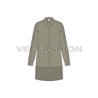Womens shirt with extended back flat sketch, front view