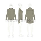 Womens shirt with extended back flat sketch, croqui sketch
