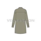 Womens shirt with extended back flat sketch, back view
