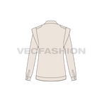 Womens shirt with extended shoulders flat sketch, back view