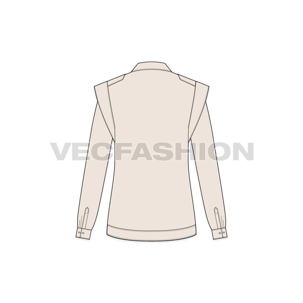 A vector template for Women's Shirt with Extended Shoulders.