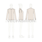 Womens shirt with extended shoulders flat sketch, croqui sketch