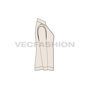 A vector template for Women's Shirt with Extended Shoulders.