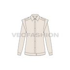 Womens shirt with extended shoulders flat sketch, front view