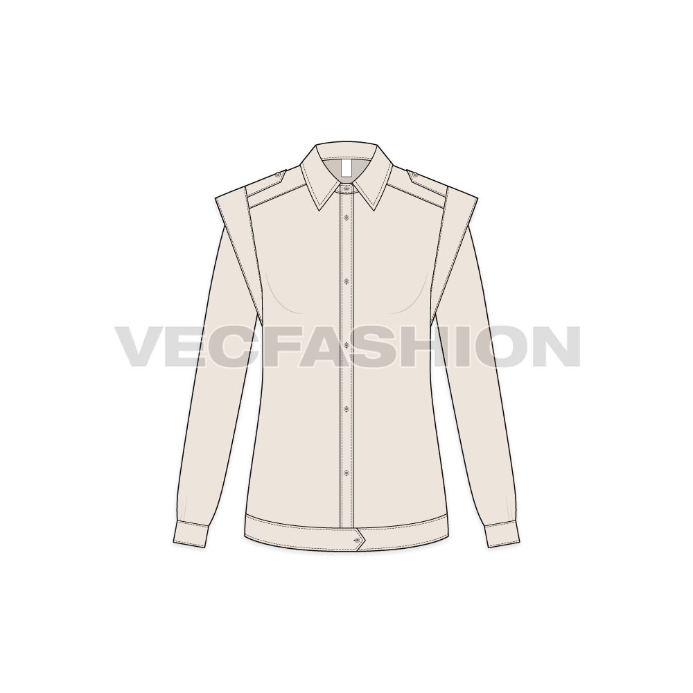Women Shirt Dress with Mandarin Collar Flat Fashion Sketch Template.  Technical Fashion Illustration. Hidden Placket Blouse Stock Vector -  Illustration of draw, mandarin: 213776842