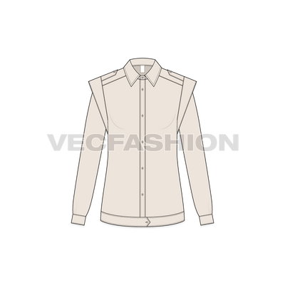 A vector template for Women's Shirt with Extended Shoulders.