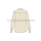 Womens shirt with gathered sleeves flat sketch, back view