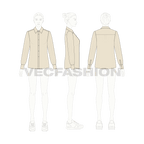 Womens shirt with gathered sleeves flat sketch, croqui sketch