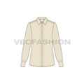 Womens shirt with gathered sleeves flat sketch, front view